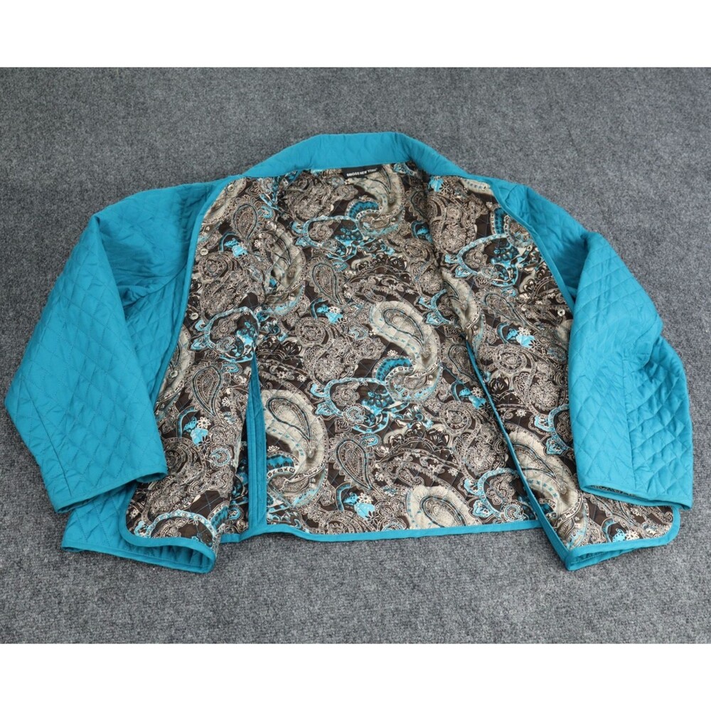 Briggs New York Teal Paisley Quilted Jacket Size 20W Snap Up